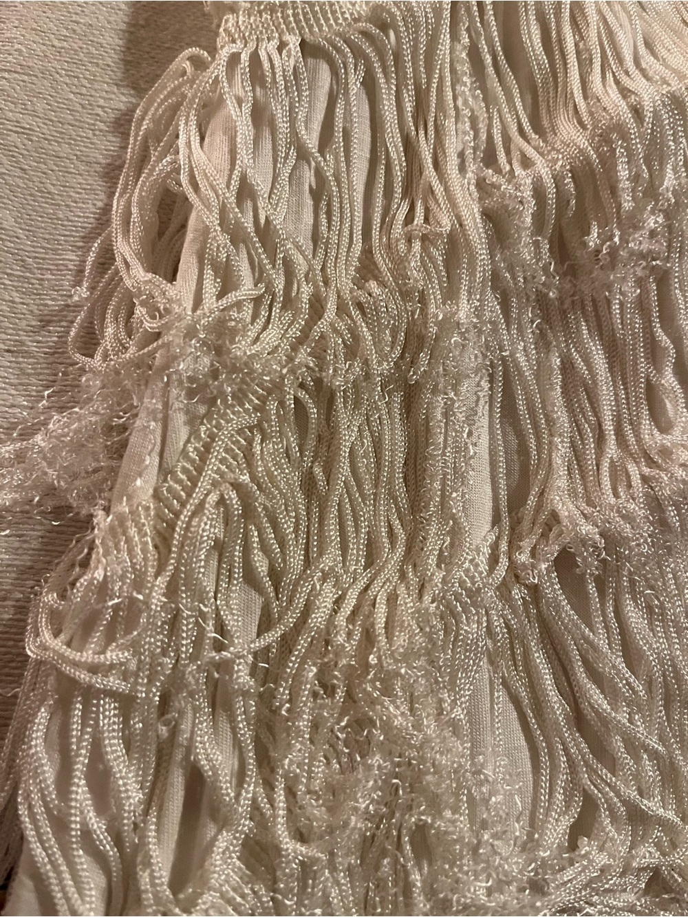 Free People White Fringe Crochet Halter Mini Dress Size S - Picture 6 of 14